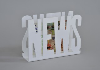 NEWS shape Design Acrylic Magazine Rack - SR053 | white color